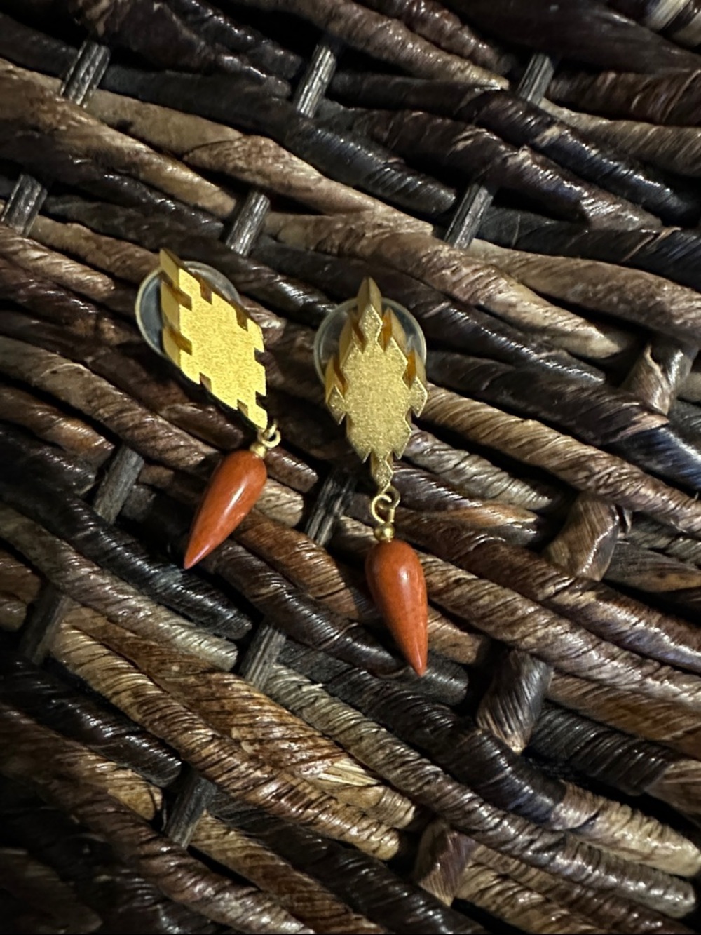 Gold and Brown Drop Earrings - Women Jewelry